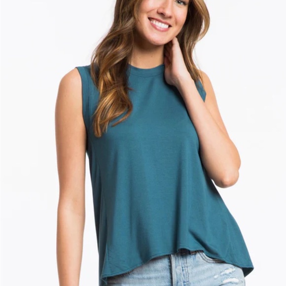 Marine Layer Tulip Back Tank in Tapestry Teal - Picture 2 of 6